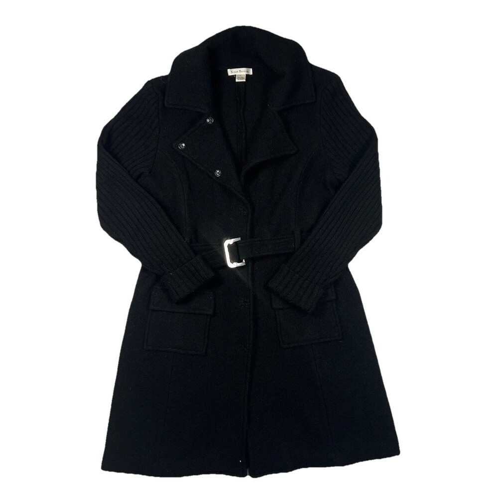 Susan Bristol Mid Length Sweater Jacket Duster Cardigan Woman’s Size Large Black